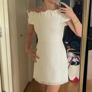 Rebecca Taylor Ivie Embroidered Linen Mini Dress Size 0 Color Cream